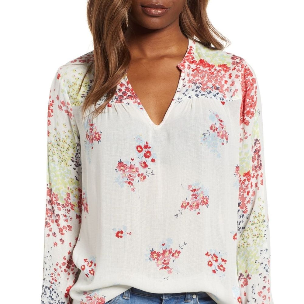 Lucky Brand Mixed Floral Print Peasant Top NWT